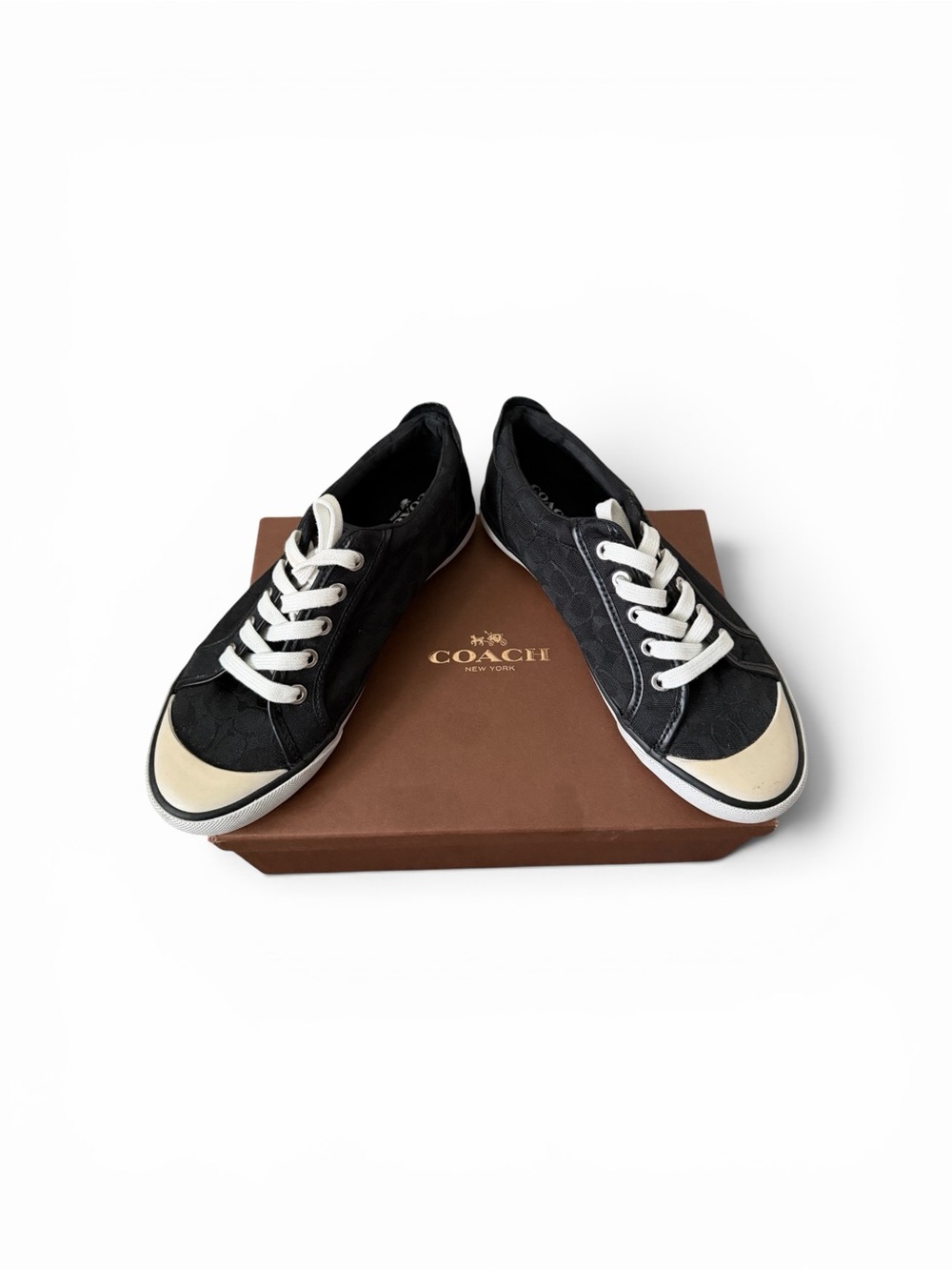 Coach Signature Canvas Sneakers | Black & White